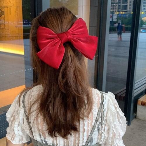 Mermaid French Pearl Satin Hairpin Solid Color Back Head Clip Women Big Bow Hairpin Ponytail DIY Styling Tools Hair Accessories