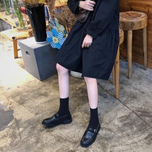 Small leather shoes womens 2019 autumn new style wild British wind net red college soft leather single shoes womens shoes