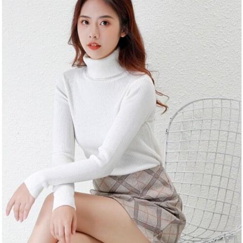 2021 Winter Turtleneck Pullover Sweater Womens Tricot Slim Warm Fashion Clothes Tops Long Sleeve Stripe Plus Size Sweter Mujer