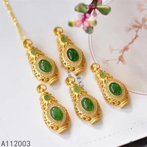 KJJEAXCMY Fine Jewelry 925 Sterling Silver inlaid Natural Jasper Female Pendant Necklace noble Support Detection