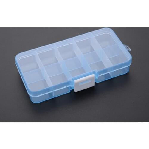10 Grids Adjustable Transparent Plastic Storage Box for Small Component Jewelry Tool Box Bead Pills Organizer Nail Art Tip Case