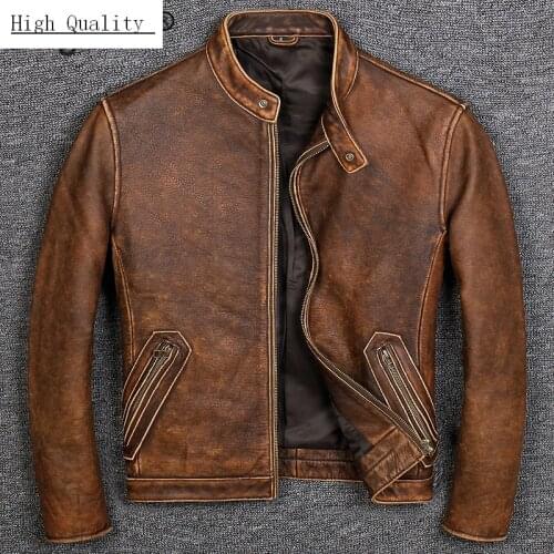 100% Real Leather Coat Men Autumn Winter Clothes 2020 Streetwear Genuine Cow Leather Jacket Mens Fit Moto Biker Coats 681