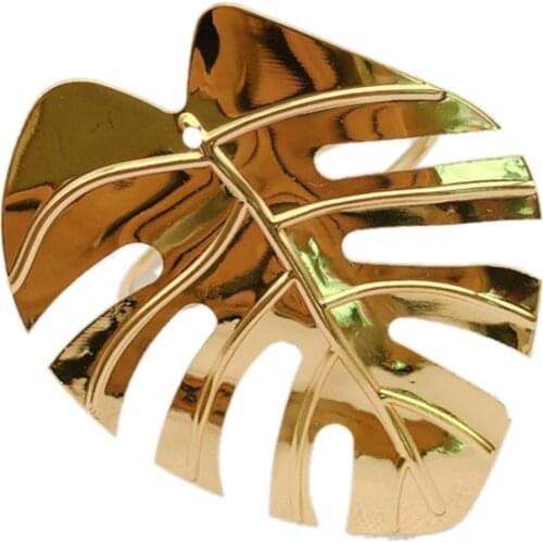 12Pcs Hotel Napkin Ring Turtle Leaf Green Leaf Napkin Circle Hawaiian Wedding Napkin Buckle Dinner Party Wedding Golden