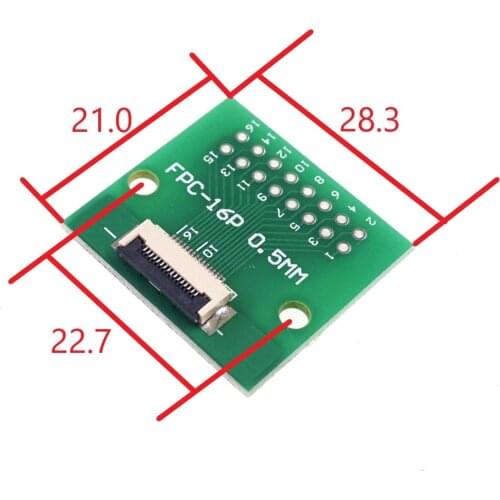 2 pcs Flexible Flat Cable FFC FPC Connector Adapter 16 Pin 0.5 mm to 2.54 mm pitch 16 P 2x8 Pin through holes DIP PCB Converter
