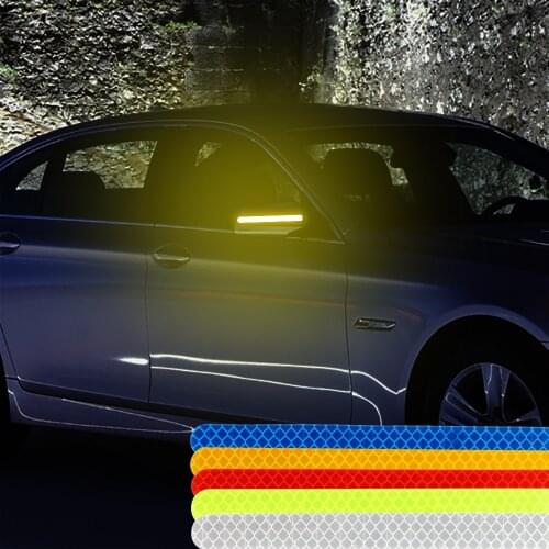 2PCS Warning Logo Decoration Universal Car Sticker Car Reflective Strip Rearview Mirror Fluorescent Reflective Stickers