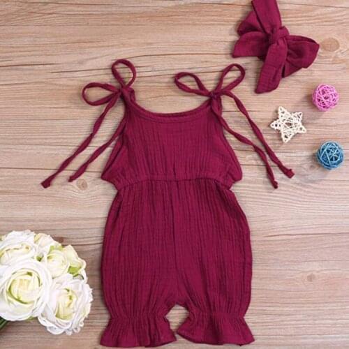 2021 New Popular Born Baby Girl Clothes 0-2 old Baby Romper Sling Girl Sleeveless Solid Toddler Rompers Fashion Jumpsuit