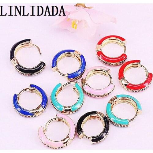 5Pair Unique Design Cz Enamel Circle Hoop Earrings Fashion Jewelry For Women Bridal Engagement Earring