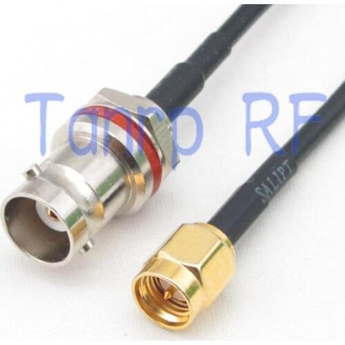 6in mini BNC female with nut bulkhead to SMA male RF connector adapter 15CM Pigtail coaxial jumper cable RG174 extension cord