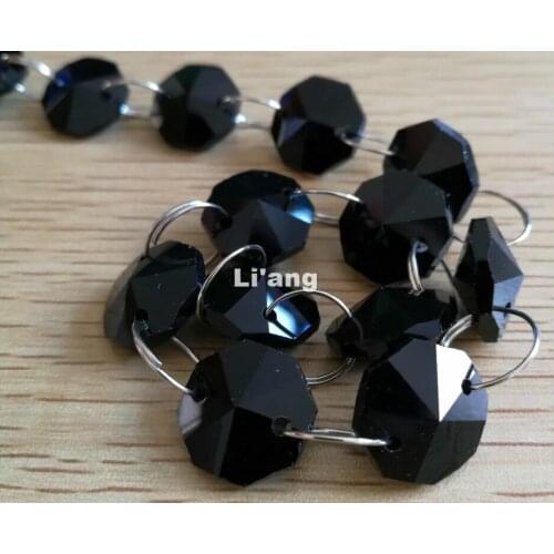 Free Shipping Black Color 10M 14mm Octagon Chain Wedding Party K9 Crystal Strand Garland Beads Decoration Chandelier Lamp