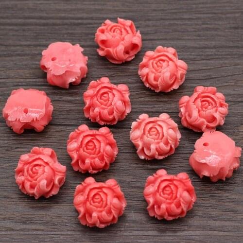 10pcs Artificial Coral Beads Exquisite Rose Flower Punch Coral Loose Beads for Making Jewelry DIY Necklace Bracelet Accessories