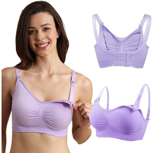 Womens Maternity Seamless Clip Down Pregnancy Nursing Bra Clothing Cotton V Neck Push Up Wireless Breastfeeding Bra Sleeping