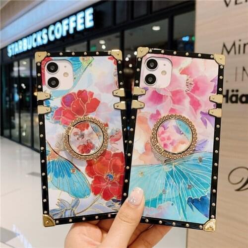 Colorful Flower Floral Case for Samsung A71 A81 A91 A12 A31 A51 A10E A20E A21S A20S A40 M60S M31 M21 Glitter Soft Square Cover