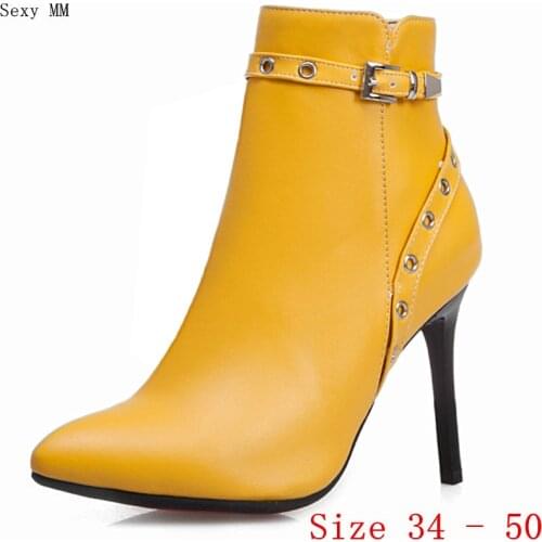 Spring Autumn High Heel Women Ankle Boots Woman Short Boots High Heel Shoes Plus Size 34 - 40 41 42 43 44 45 46 47 48 49 50