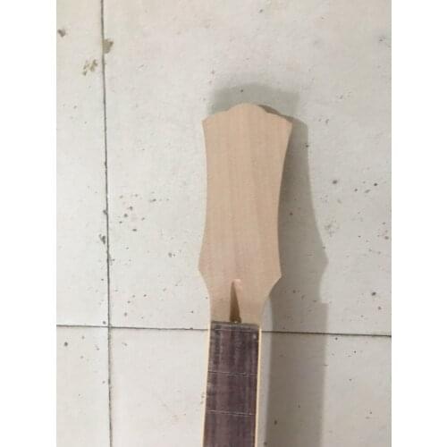 Lvybest electric guitar customized neck and headstock shape,customer own logo and fingerboard inlay and raw wood finished