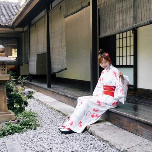 Womens Kimono Robe Traditional Japan Yukata red Color Floral Prints Summer Dress Performing Wear Cosplay Clothing