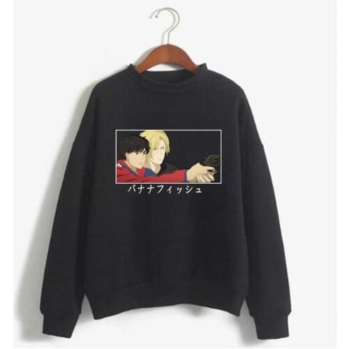 Harajuku Banana Fish Unisex Hoodies Japanese Anime Printed Mens Hoodie Streetwear Casual Sweatshirts