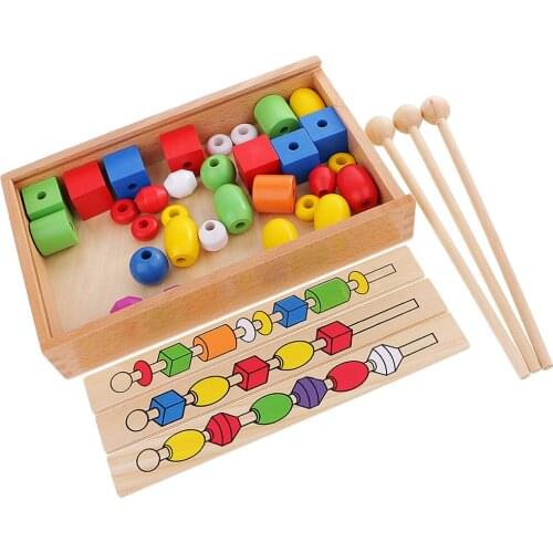 Montessori Building Beads Tower Ring 6 Color for Kids Children Preschool Toy