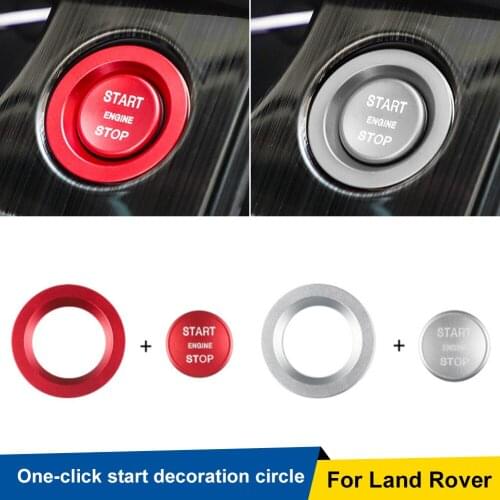 Car Engine Start Button Cover and Ring Car Styling Aluminum Self Adhesive Car Start Engine Button Key Ring for Land Rover Jaguar