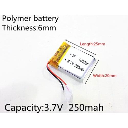 602025 3.7V 250mAh 062025 Lithium Polymer Li-Po li ion Rechargeable Battery cells For Mp3 MP4 MP5 GPS PSP mobile bluetooth
