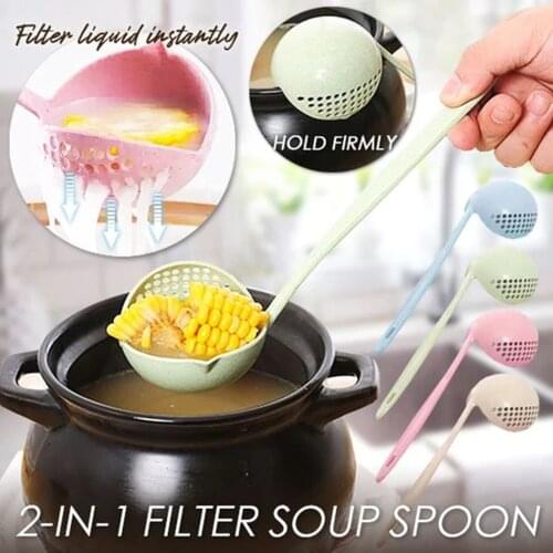 Multifunctional Two-in-one Filter Spoon Kitchen Utensils Can Hang Filter Spoon Lovely Porridge Spoon Kitchen Colander Tool