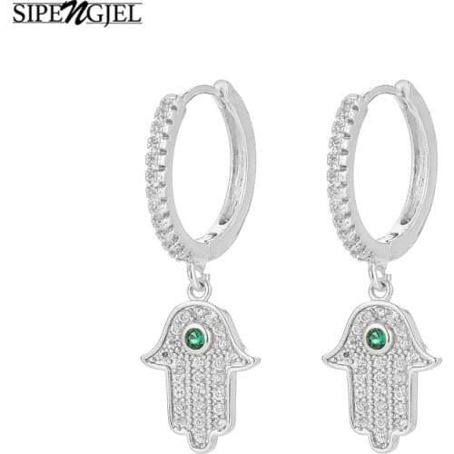Fashion Cubic Zircon Hand Earrings Korean Style Green Eye Earrings For Women Wedding Jewelry 2020