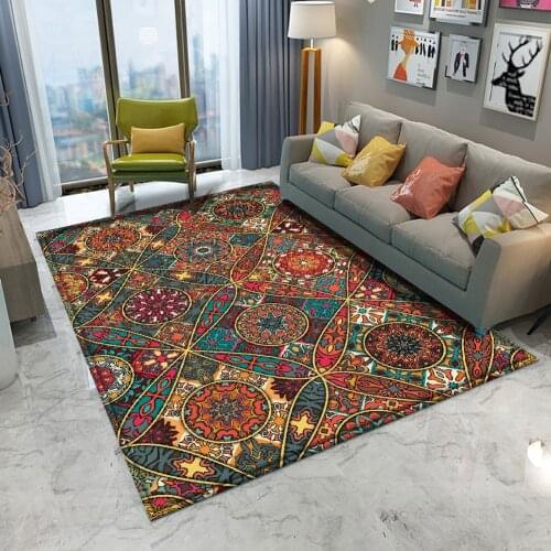 Alfombra Fashionable Mandala Style Pattern Carpet Non-slip Bath Mat Soft Fluffy Flannel Living Room Bedroom Decorative Carpet