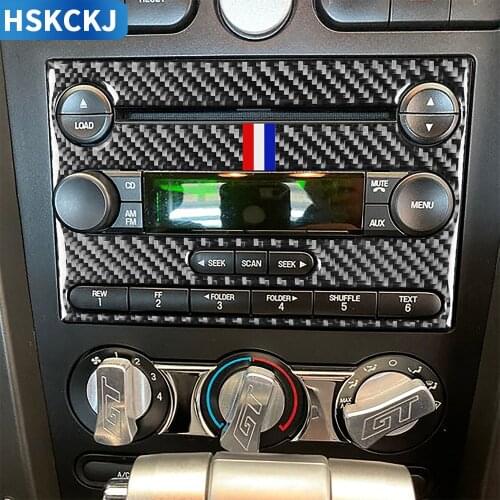 For Ford Mustang GT 2005-2009 Multiple Color Carbon Fiber Sticker Radio Panel CD Player FM Button Frame Interior Car Accessories