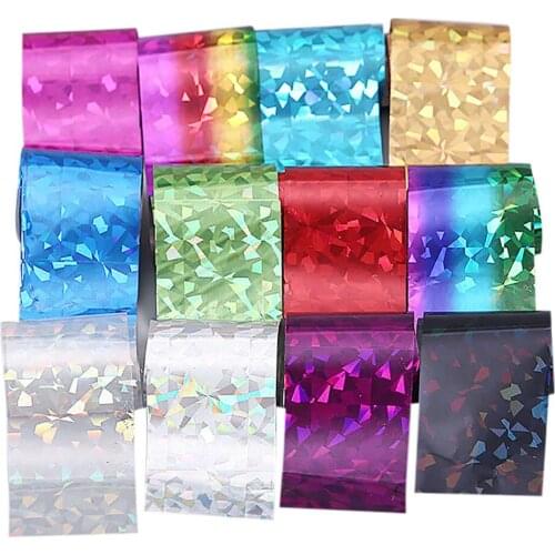 12PCS Design Nail Art Foil Stickers Transfer Decal Tips 4*20CM Manicure Decor Color UV Gel Wraps Nail Adhesive Decals Transfer