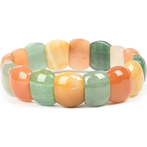 Multicolored square candy series 12.3*15.5mm transparent Seven-colorful stone 6.2mm thickness Bracelet 7.5inch wholesale H206