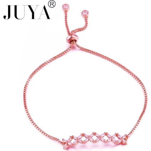 Luxurious Crystal Bracelet Rose Gold Color Adjustable Chain CZ Charm Bracelets for Women Fashion Jewelry 2018 New DESIGN