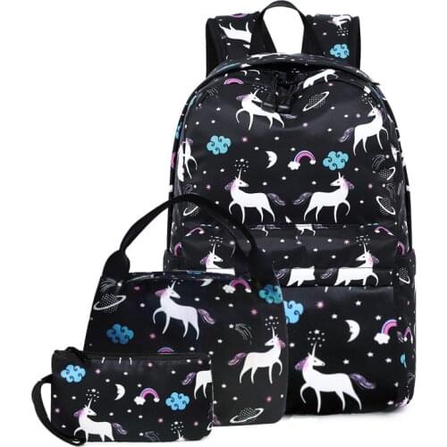 Cute Cartoon Schoolbag For Girls Unicorn Printing Children Backpacks Kids Students Primary School Bags Teenage 3pcs/Set Backpack