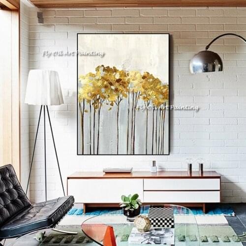 Nordic Golden Abstract Tree Leaf Wall Art Canvas Painting Gold foil Lines Brown Wall Pictures for Living Room Decor