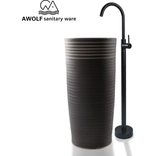 Bathtub Faucet Solid Brass Floor Standing Basin Faucet Tap Modern Matte Black Plating Bathroom Bathtub Water Mixer Tap AH3037