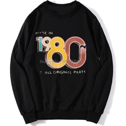 Mens Made In 1980 Birthday 40 Years Old School Retro 1980 Hoodies Men Hoodie Spring Autumn Sweater Streetwear Harajuku