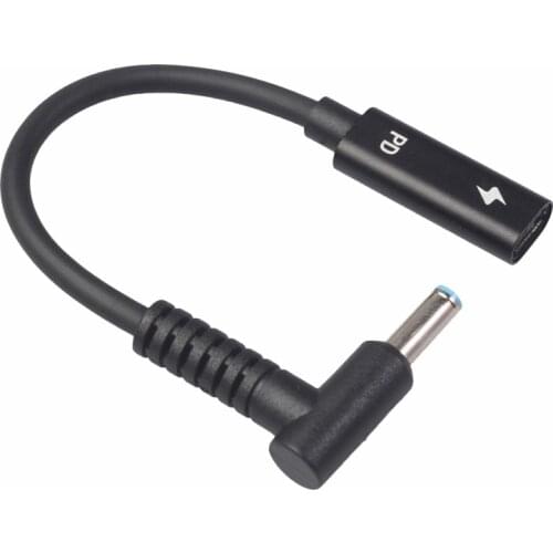 USB Type C Female to HP4506 Male 90° Adapter Cable 4.5X3.0mm Plug Dc Power Converter with PD Sensor Chip for HP Laptop