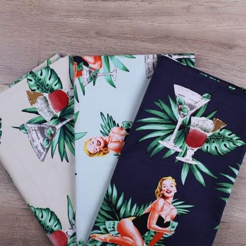 Amorous girl vintage fabric Retro style fabric Calico Printed cotton fabric for DIY Bag 1 order=50cm*140cm