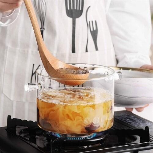 1.25/1.5L Household Glass Transparent Stockpot Soup Pot Stew Bowl Stove Kitchen Heat-Resistant Porridge Cooking Explosion-Proof