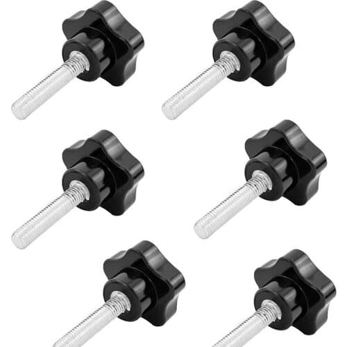 6 Pcs M8 x 40mm Thread Replacement Star Hand Knob Tightening Screw Black