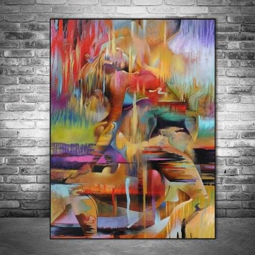 Abstract Lovers Cuddling Together Canvas Art Prints Graffiti Art Wall Paintings Print On Canvas Art Pictures For Living Room