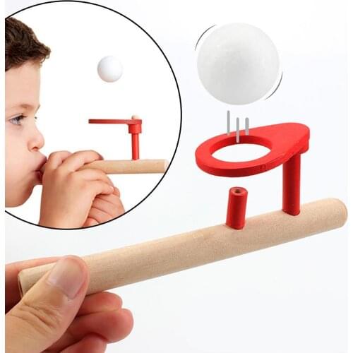 Baby Wooden Blow Toy Hobbies Outdoor Funny Sports Foam Balls Floating Kids Game