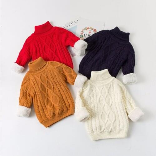 Children Pullover Sweaters Autumn/Winter Kids Plus Velvet Knitting Warm Outerwear Coat For Teen Boys 110-160 Sweater Dwq701