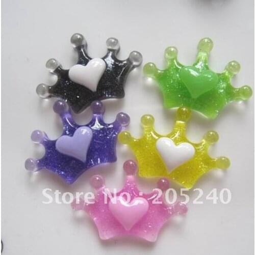 For DIY Phone Decoration 20pcs Mixed 5colors Very Hot Kawaii Flat Back Resin Cabochon Crown