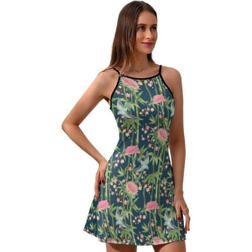 Tree Dress Suspender Patterns Social Dresses Fashion Girl Spandex Elastic One-Piece Dress