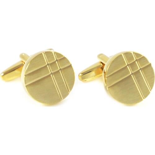 Classic Brushed Gold Tone Round Scottish Tartan Cuff Links Fathers Day Birthday Gift Cuff Links Wedding Cuff Links