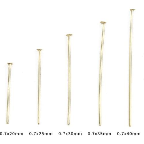 50pcs/lot 20 25 30 35 40mm High quality Flat Head Pins 18k Gold Plated Copper T-Shaped Head Pins For DIY Jewelry Making Findings