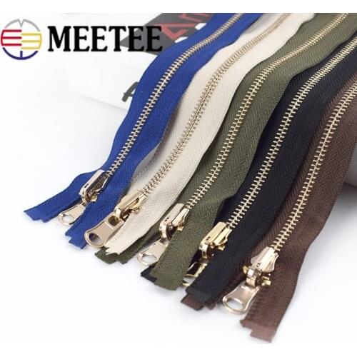 Meetee 2pc 60-150cm 5# Metal Rotary Slider Open End Zipper for Down Jacket Double Side Zip Head DIY Garment Sewing Accessories