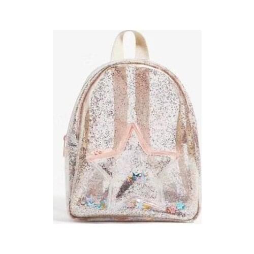 Multifunctional Bag Cute Glitter Stars Heart-shaped Shoulder School Bags Kids Transparent PVC Children Mini Backpack for Women