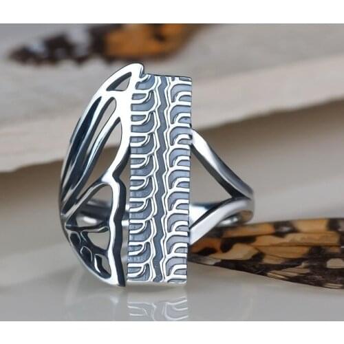 Fashion silver geometric cut out personality commitment anniversary engagement ring fashion Cocktail Ring