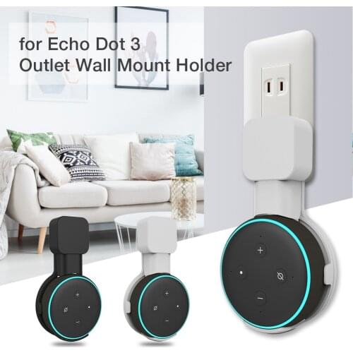 Outlet Wall Mount Holder For Echo Dot 3 Space-Saving Stand For Smart Home Speakers With Cord Arrangement Black / White