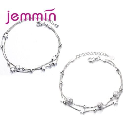 925 Sterling Silver Charm Bracelet For Women Girls Wedding Engagement Cute Romantic Style Star Shape Best Gift For Beloved